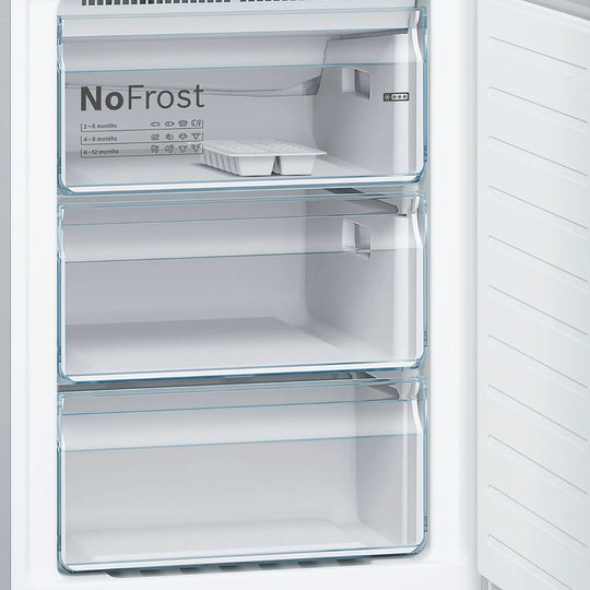 Réfrigérateur combiné BOSCH pose-libre 186 x 60 cm Couleur inox, Total No Frost KGN36VLED