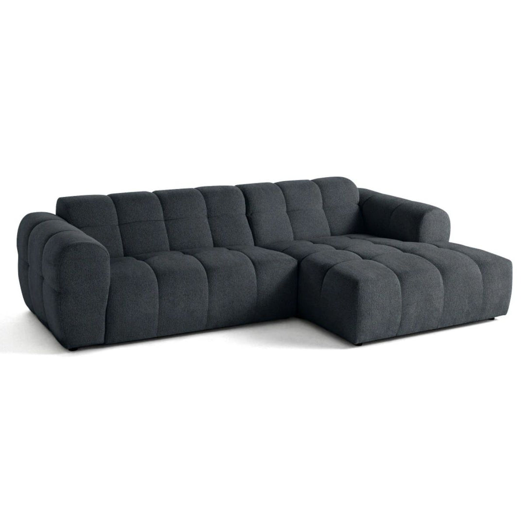 Canapé d'angle droit BESTMOBILIER Ray 4 places en tissu texturé gris