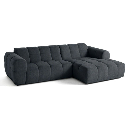 Canapé d'angle droit BESTMOBILIER Ray 4 places en tissu texturé gris