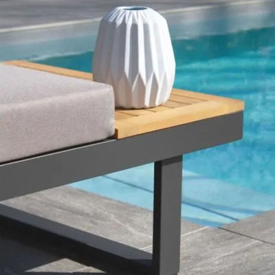 Salon de jardin modulable - Aluminium - DCB GARDEN - 4 places - TOKYO - Gris anthracite et bois d'acacia