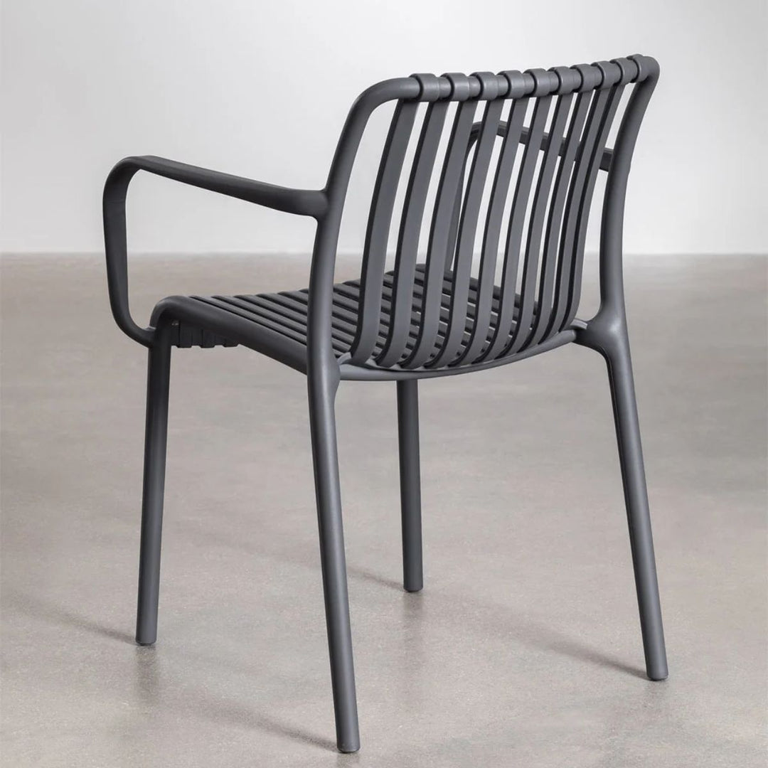 Lot 4 Chaises Jardin SKLUM Wendell Polypropylène Accoudoirs  Gris anthracite