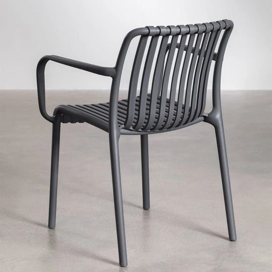 Lot 4 Chaises Jardin SKLUM Wendell Polypropylène Accoudoirs  Gris anthracite