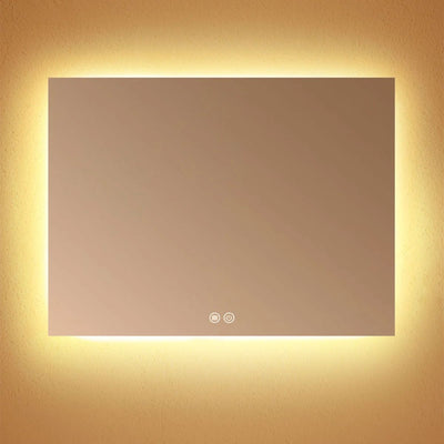 Miroir mural rectangulaire SKLUM 120x90 cm pour salle de bain avec lumière LED et anti-buée Riben