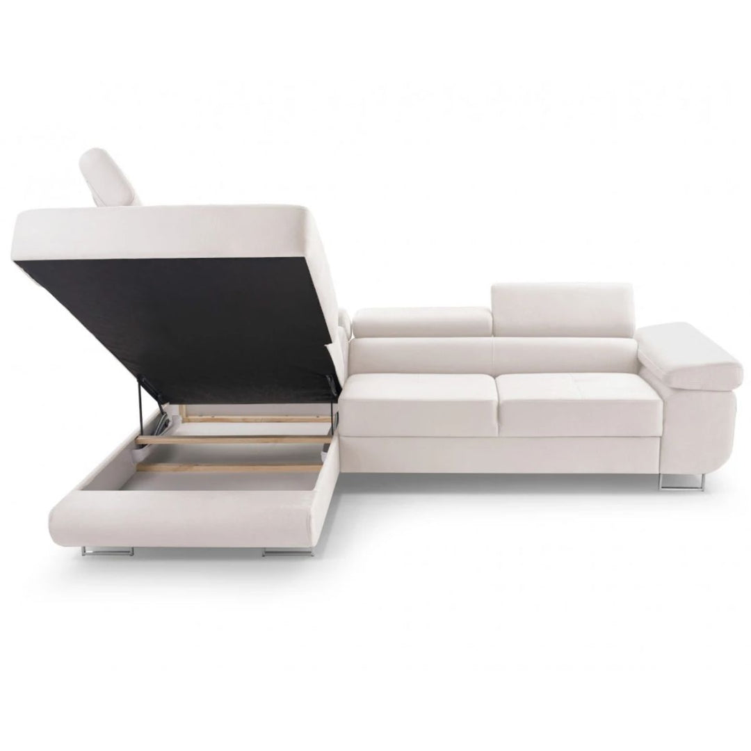 Canapé BESTMOBILIER Pablo Angle Gauche Velours Beige Convertible