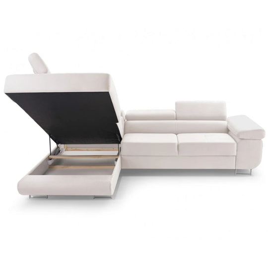 Canapé BESTMOBILIER Pablo Angle Gauche Velours Beige Convertible