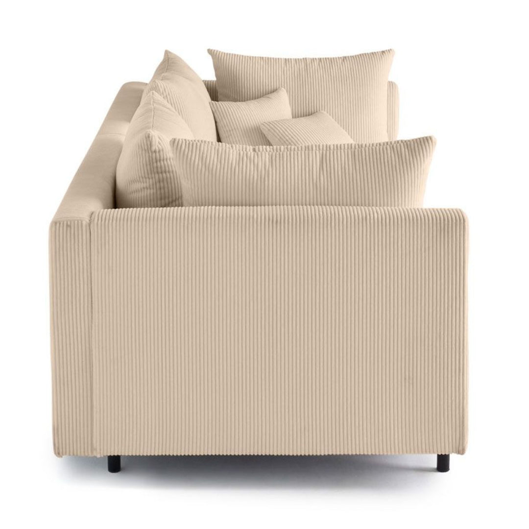 Canapé BESTMOBILIER EDINBURG 3 places velours côtelé beige