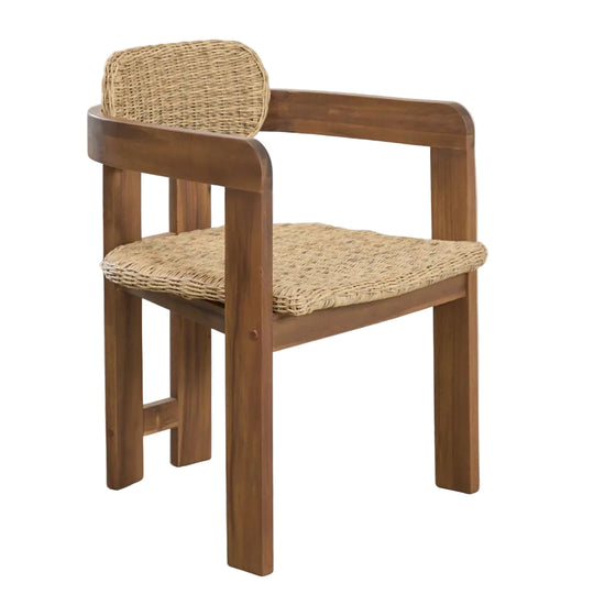 Lot 2 chaises de jardin SKLUM Ginara avec accoudoirs en bois d’acacia et rotin synthétique