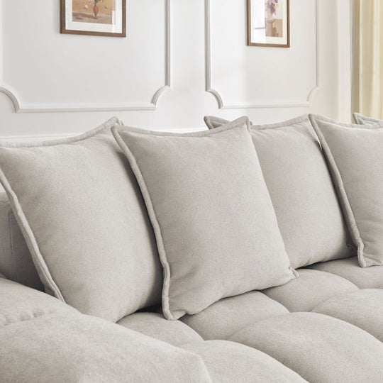 Canapé d'angle droit BOBOCHIC Everest 10 coussins Beige