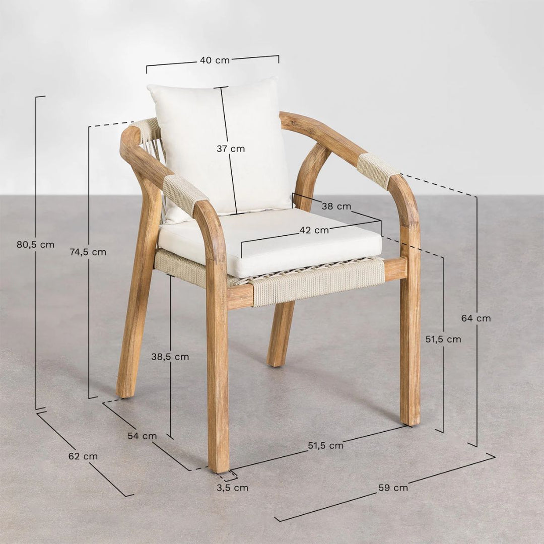 Lot de 2 Chaises SKLUM de Jardin avec Accoudoirs en Bois d'Acacia Dubaï