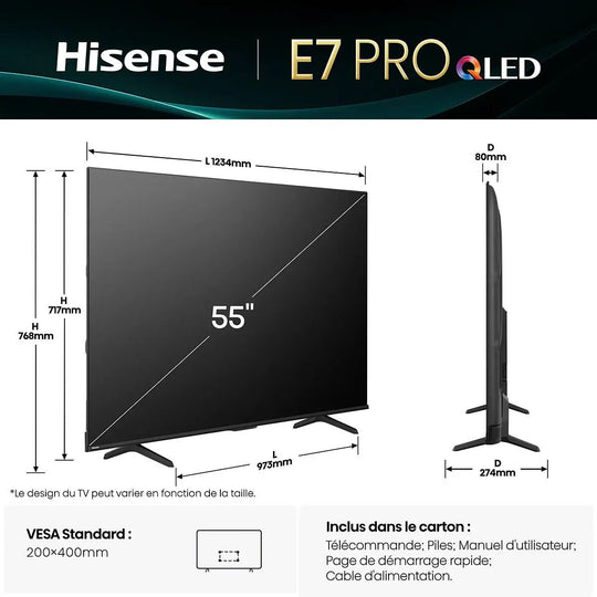 TV QLED Hisense 50E79Q PRO 50 pouces (126 cm) 4K UHD Smart TV 2025