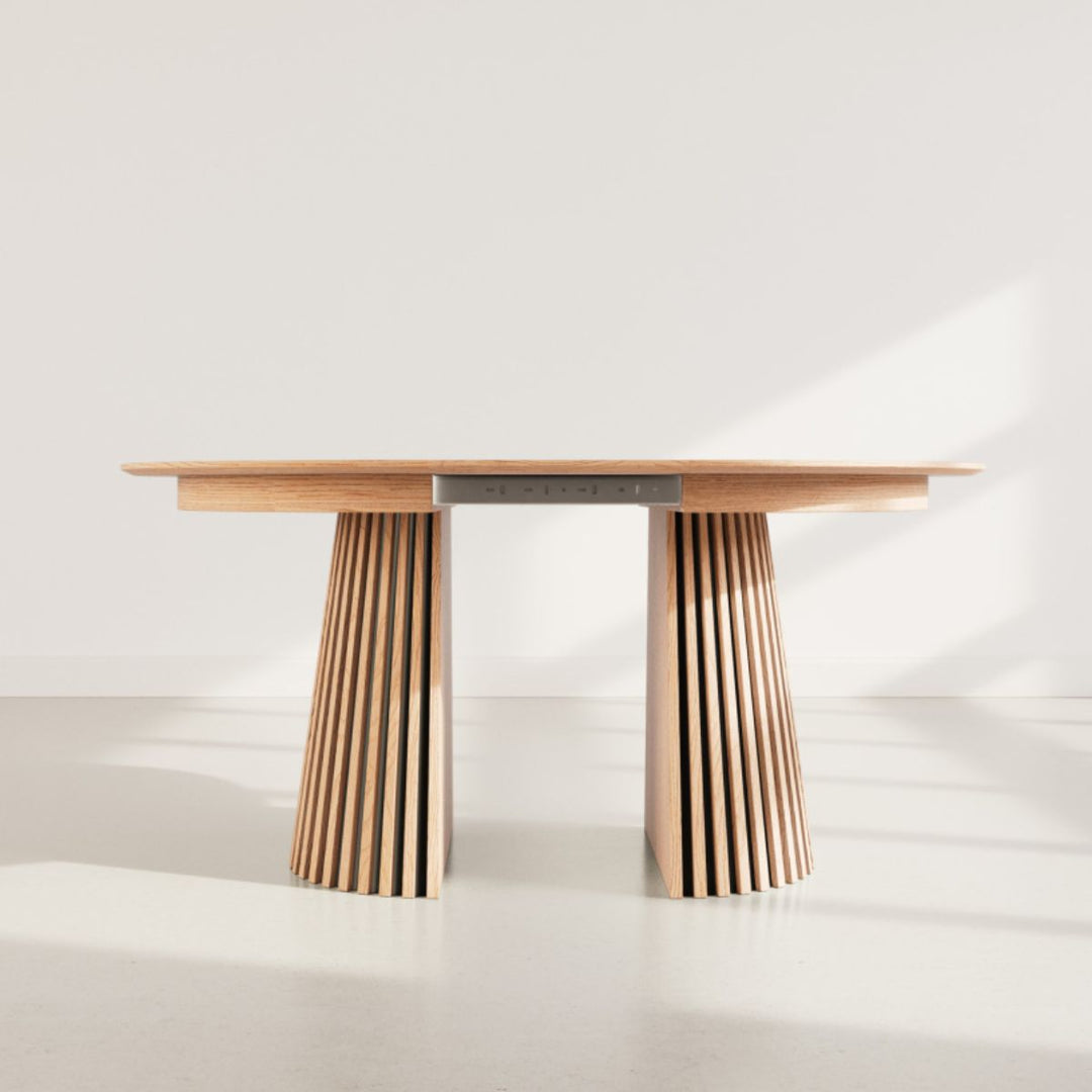 Table à manger extensible BESTMOBILIER Freya ronde en bois effet chêne
