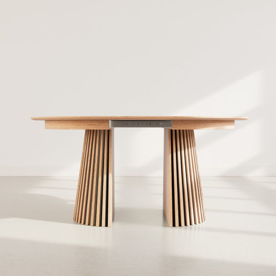 Table à manger extensible BESTMOBILIER Freya ronde en bois effet chêne