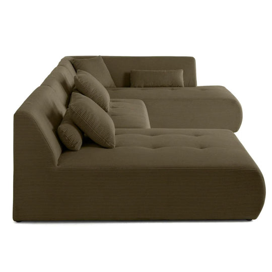 Canapé BESTMOBILIER panoramique d’angle droit ONYX 7 places en velours côtelé vert