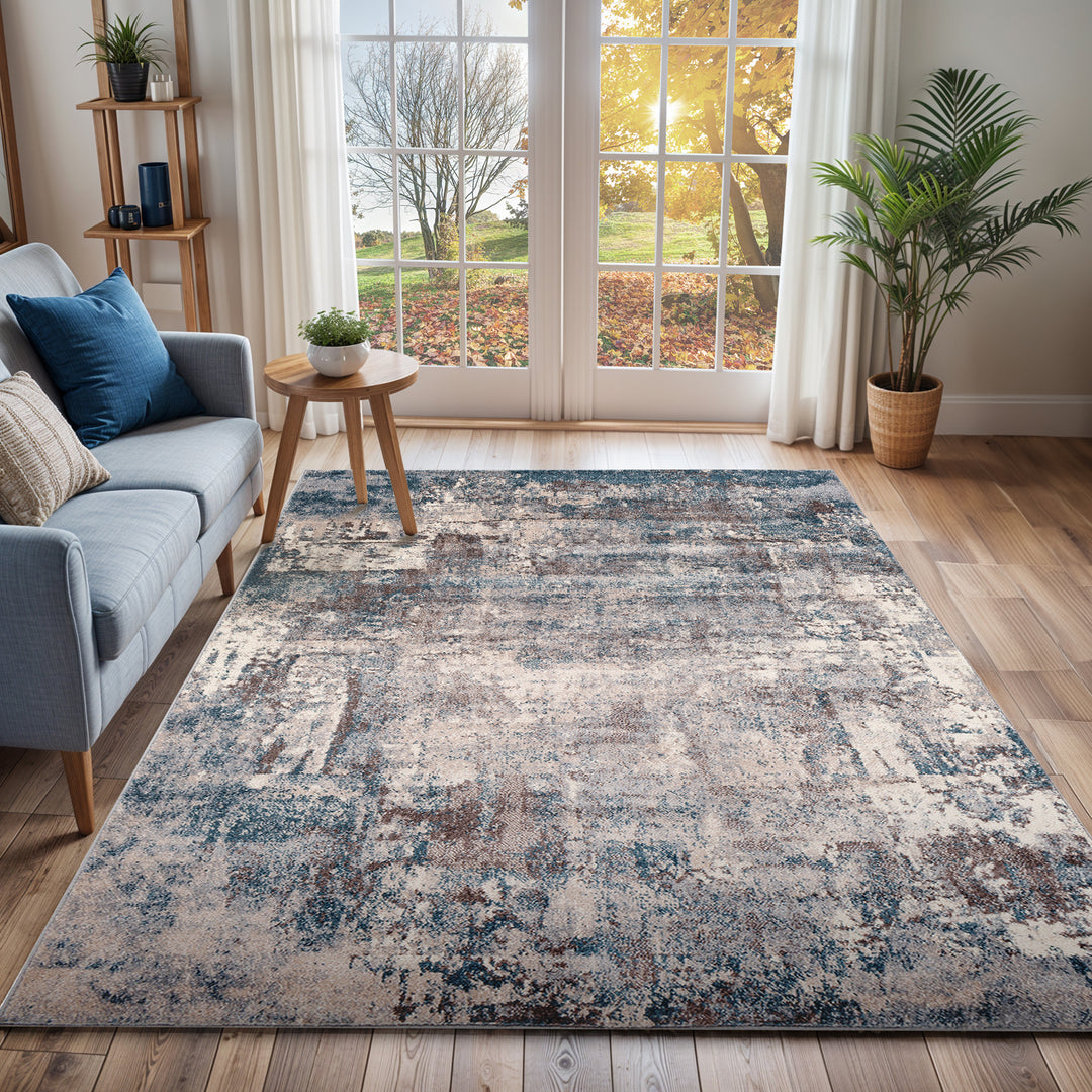 Tapis Abstrait Moderne Bleu/Gris Miami