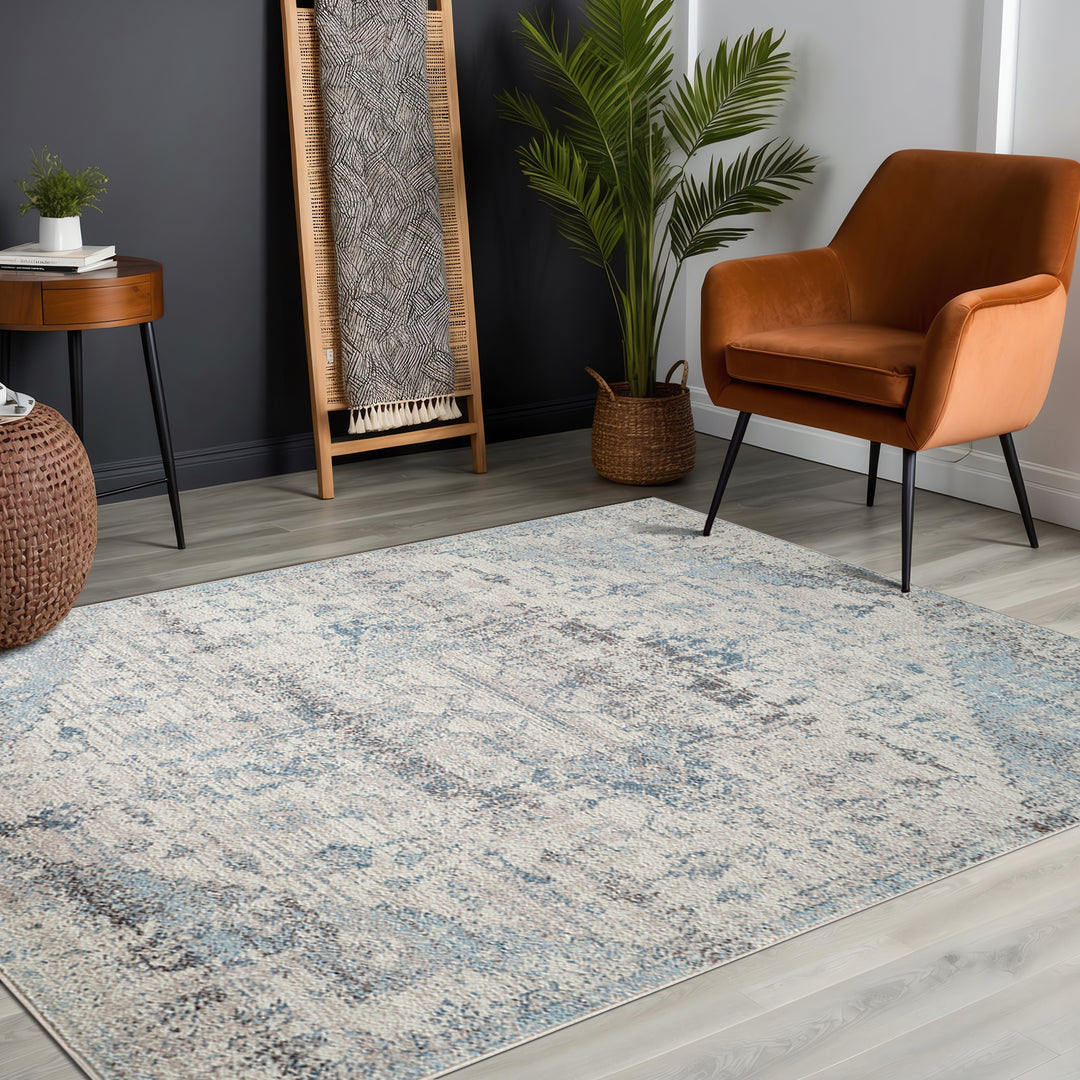 Tapis Vintage Oriental Ivoire/Bleu Tampa