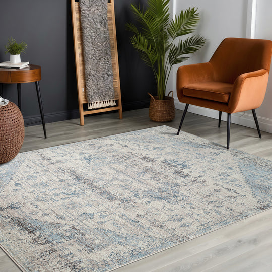 Tapis Vintage Oriental Ivoire/Bleu Tampa