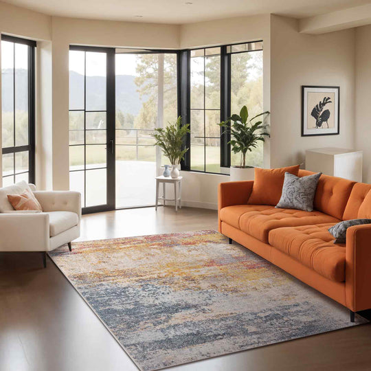 Tapis Abstrait Moderne Multicolore/Orange Sarasota