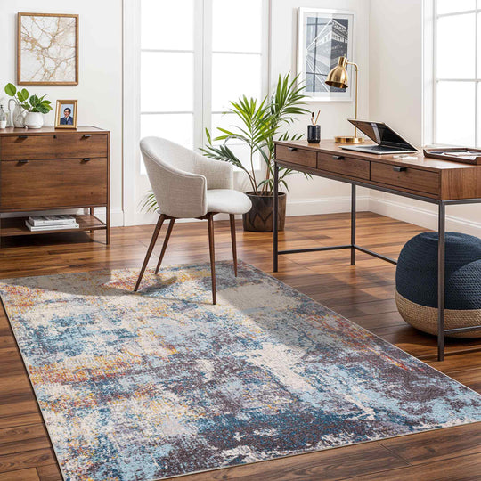 Tapis Abstrait Moderne Multicolore/Bleu Sarasota