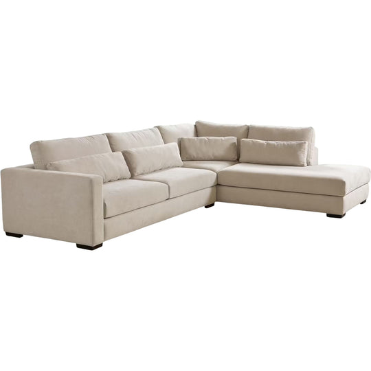 Canapé d'angle droit fixe ALINEA Batis 5 places en tissu beige roucas