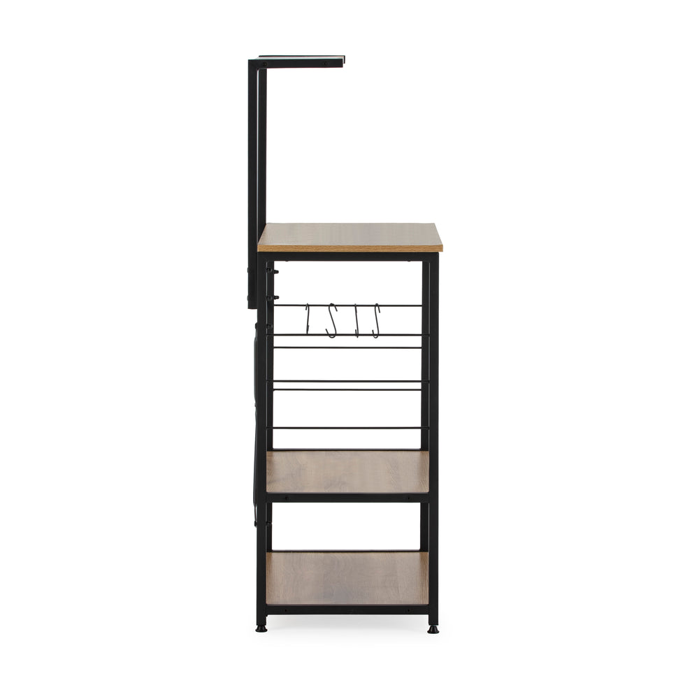 Armoire de cuisine pour micro-ondes 4 étagères, couleur chêne/noir