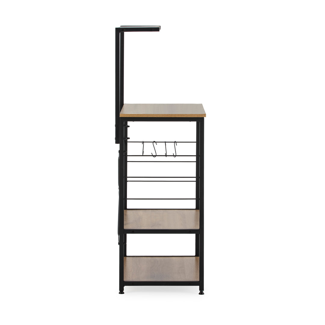Armoire de cuisine pour micro-ondes 4 étagères, couleur chêne/noir