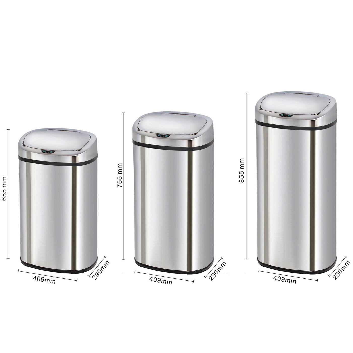 Poubelle automatique grande capacité Inox 3 tailles au choix