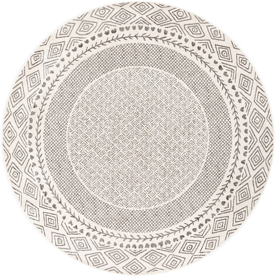 Tapis Rond Scandinave Bohème Gris/Beige Rond Monaco