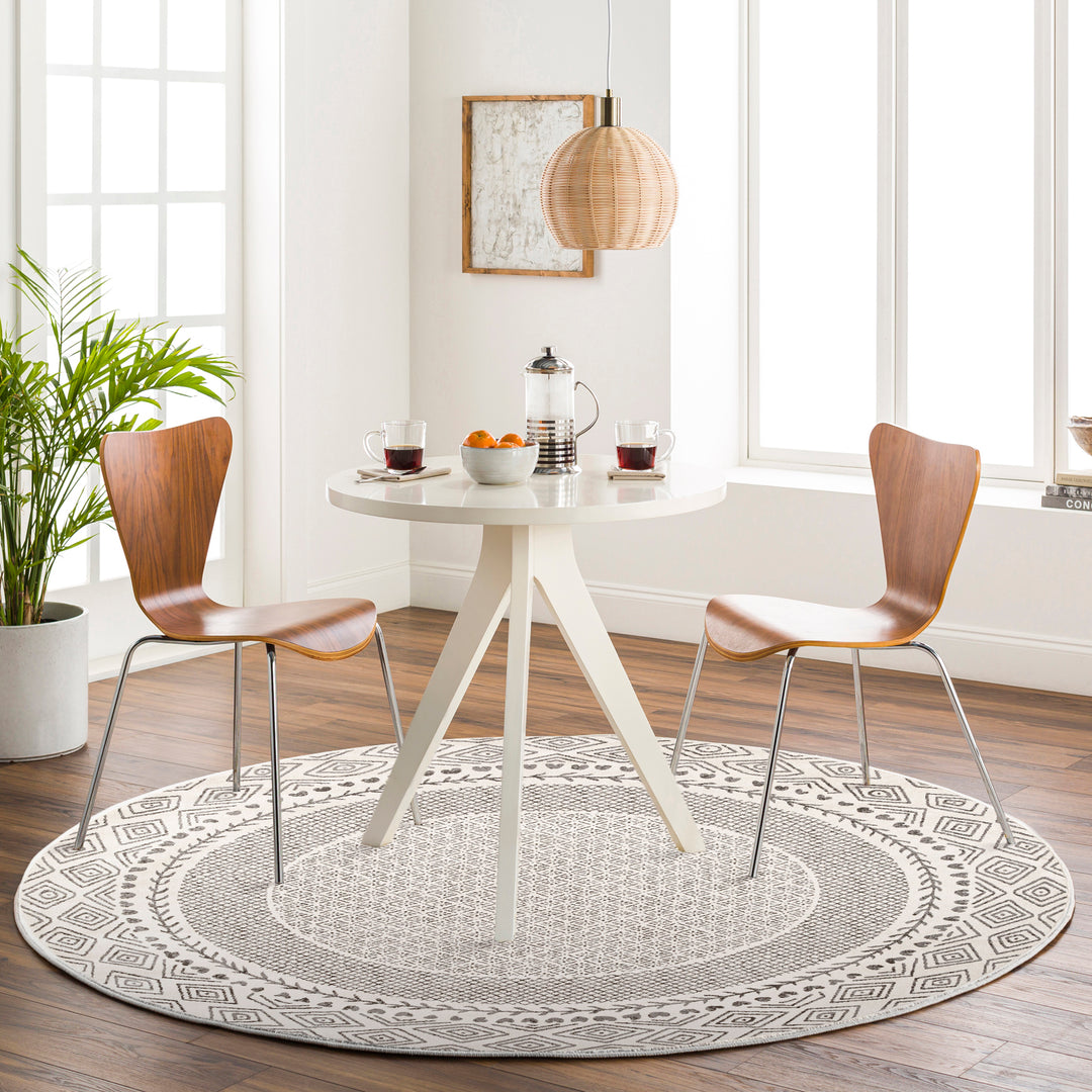 Tapis Rond Scandinave Bohème Gris/Beige Rond Monaco