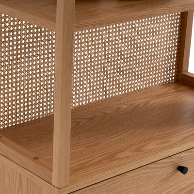 Bibliothèque LA REDOUTE Noya en chêne plaqué et cannage de rotin