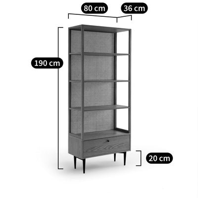 Bibliothèque LA REDOUTE Noya en chêne plaqué et cannage de rotin