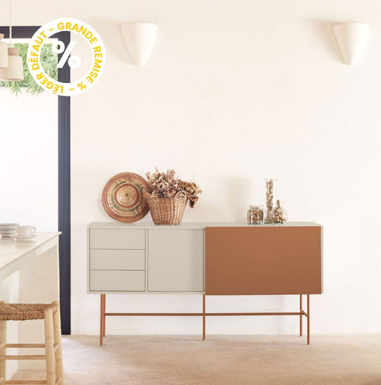 Buffet Nube haut avec porte coulissante en bois H140cm Drawer - Léger défaut
