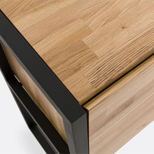 Buffet La Redoute Hiba en enfilade chêne massif et métal acier