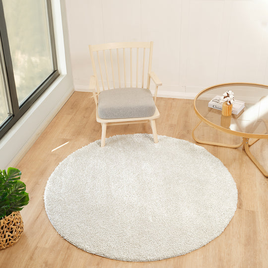 Tapis Rond Shaggy Moderne Beige Rond Trento