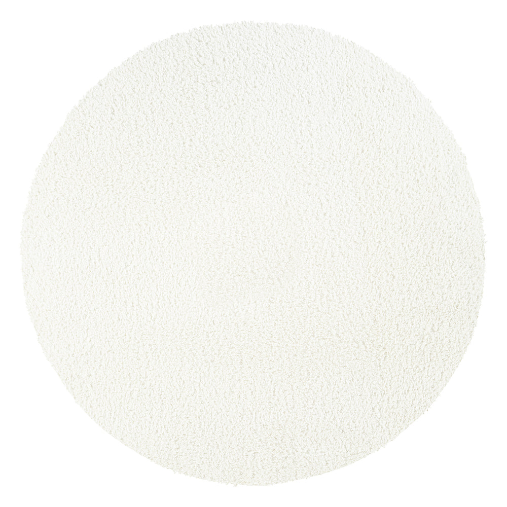 Tapis Rond Shaggy Moderne Ivoire Rond Trento