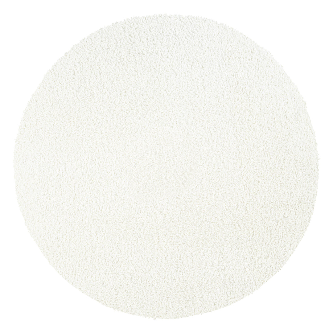 Tapis Rond Shaggy Moderne Ivoire Rond Trento