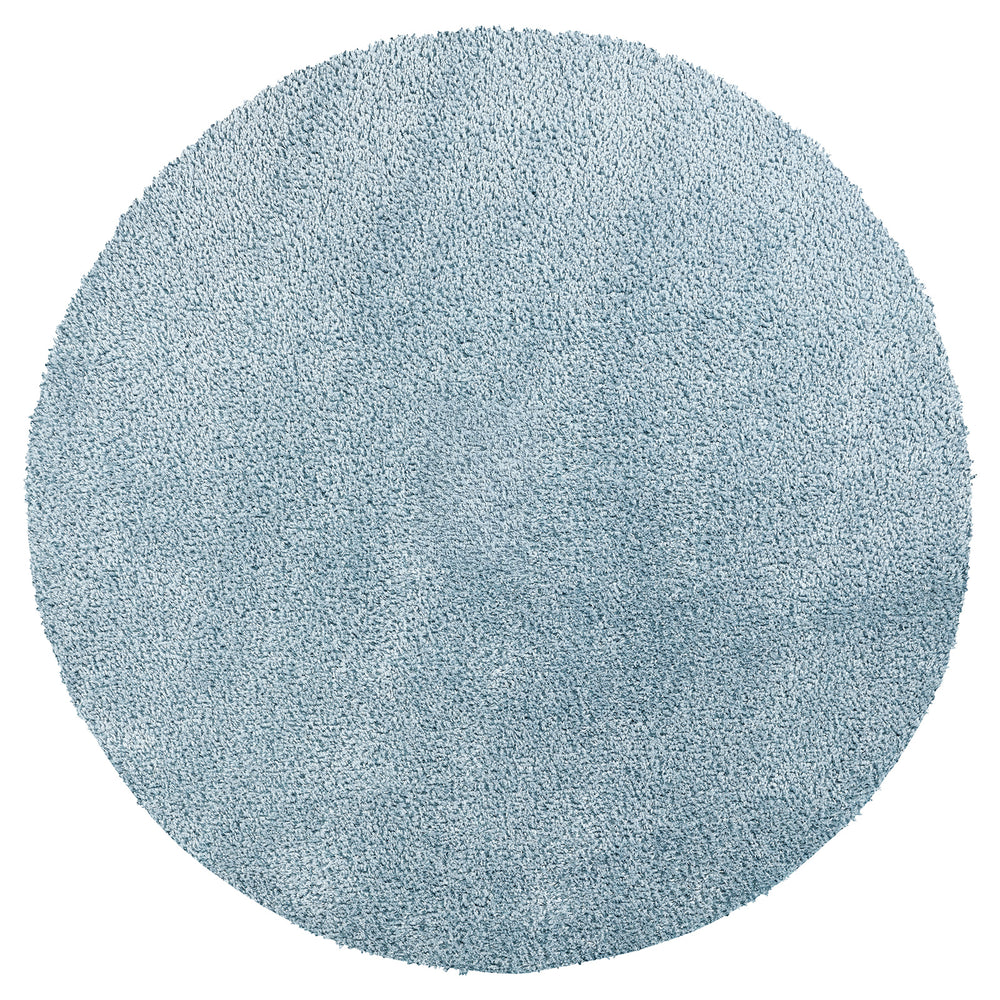 Tapis Rond Shaggy Moderne Bleu Rond Trento