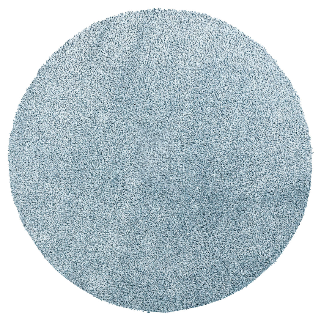 Tapis Rond Shaggy Moderne Bleu Rond Trento