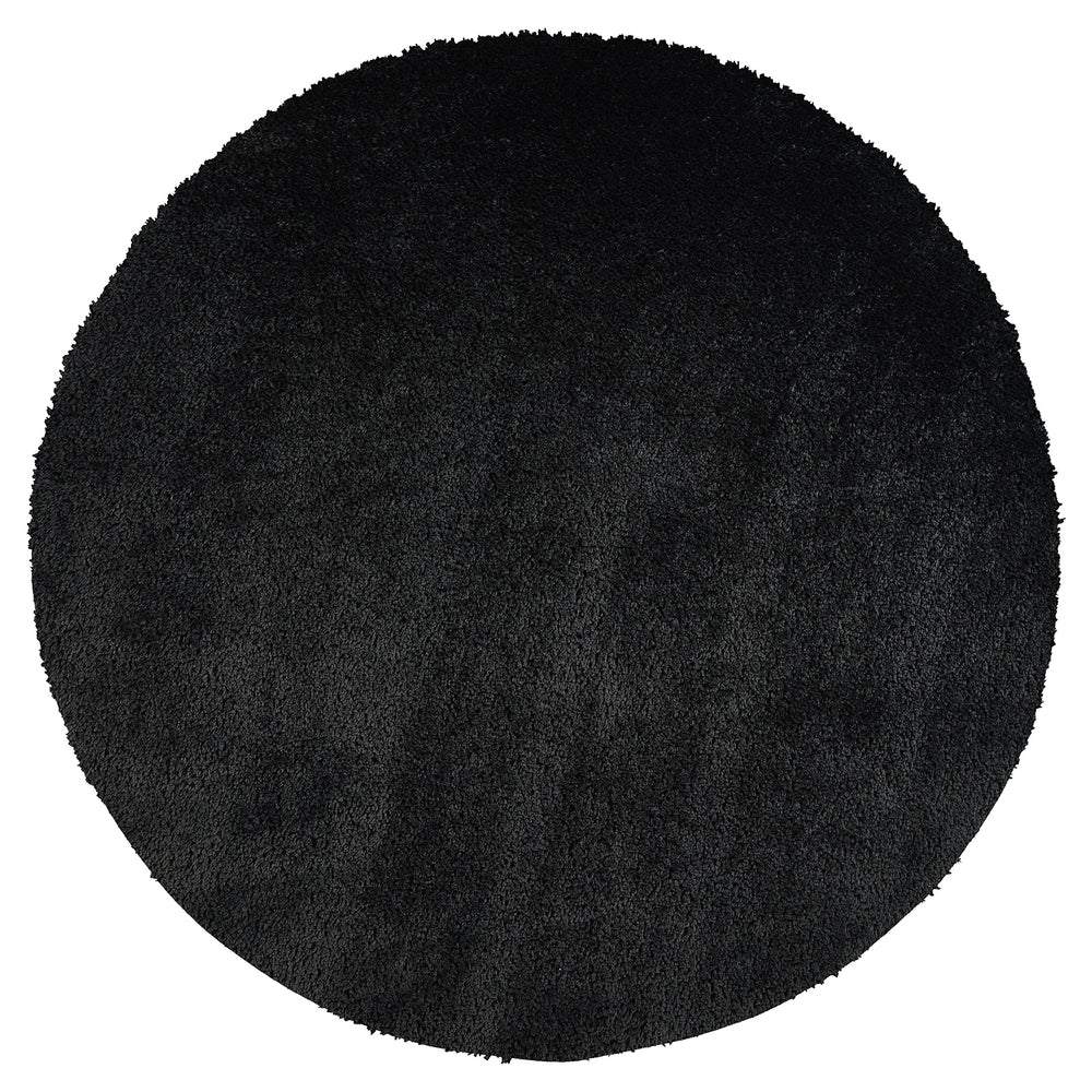 Tapis Rond Shaggy Moderne Noir Rond Trento