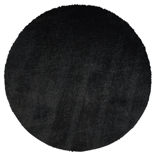 Tapis Rond Shaggy Moderne Noir Rond Trento