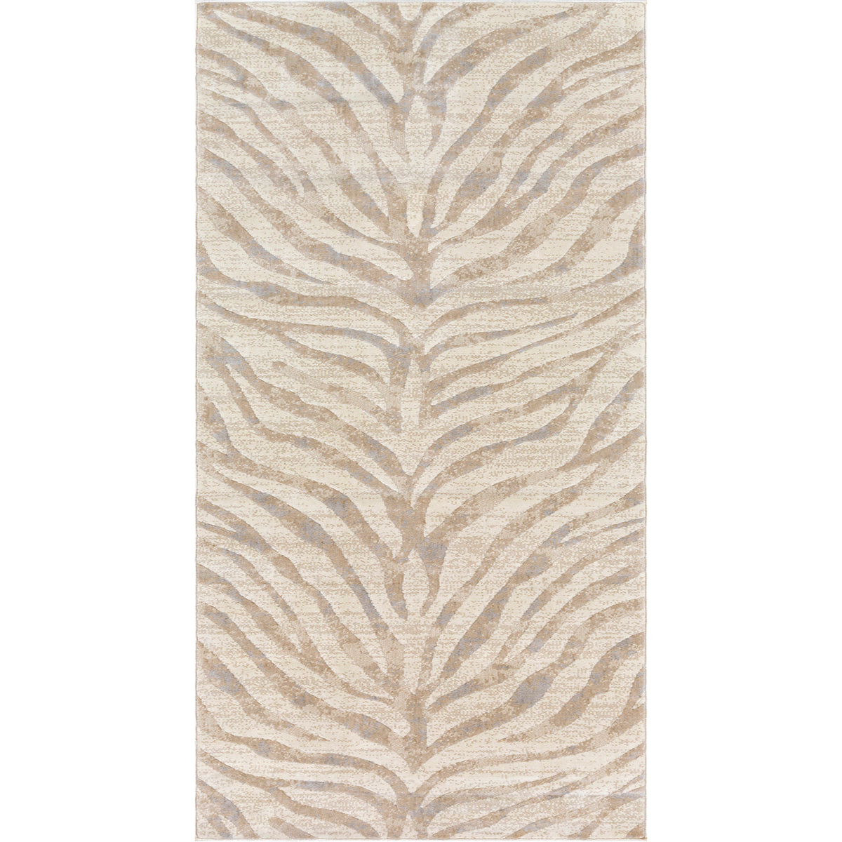 Tapis SURYA Luanda bohème, motif zébré beige et taupe sur fond crème, vue 2