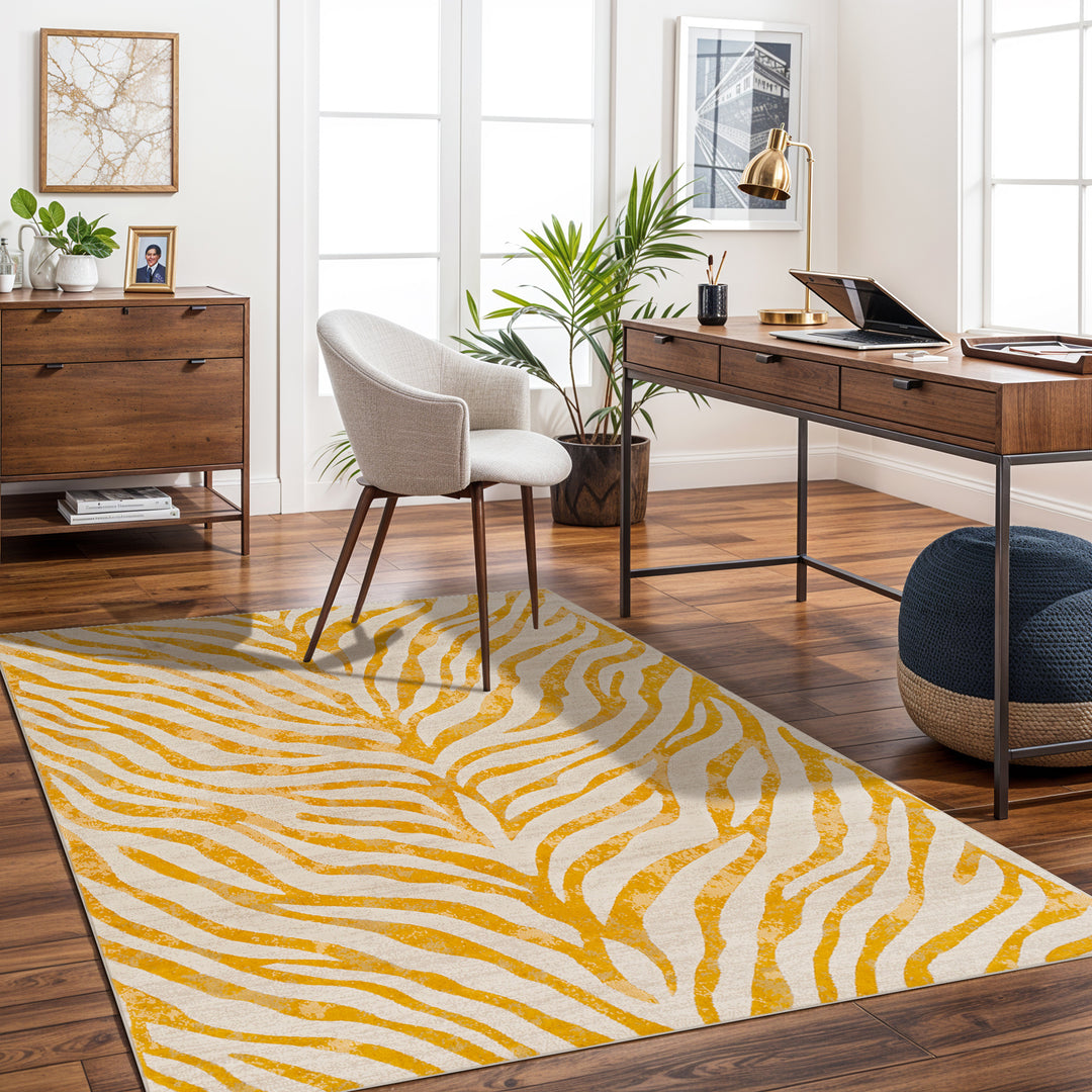 Tapis Zébré Bohème Jaune/Beige Luanda
