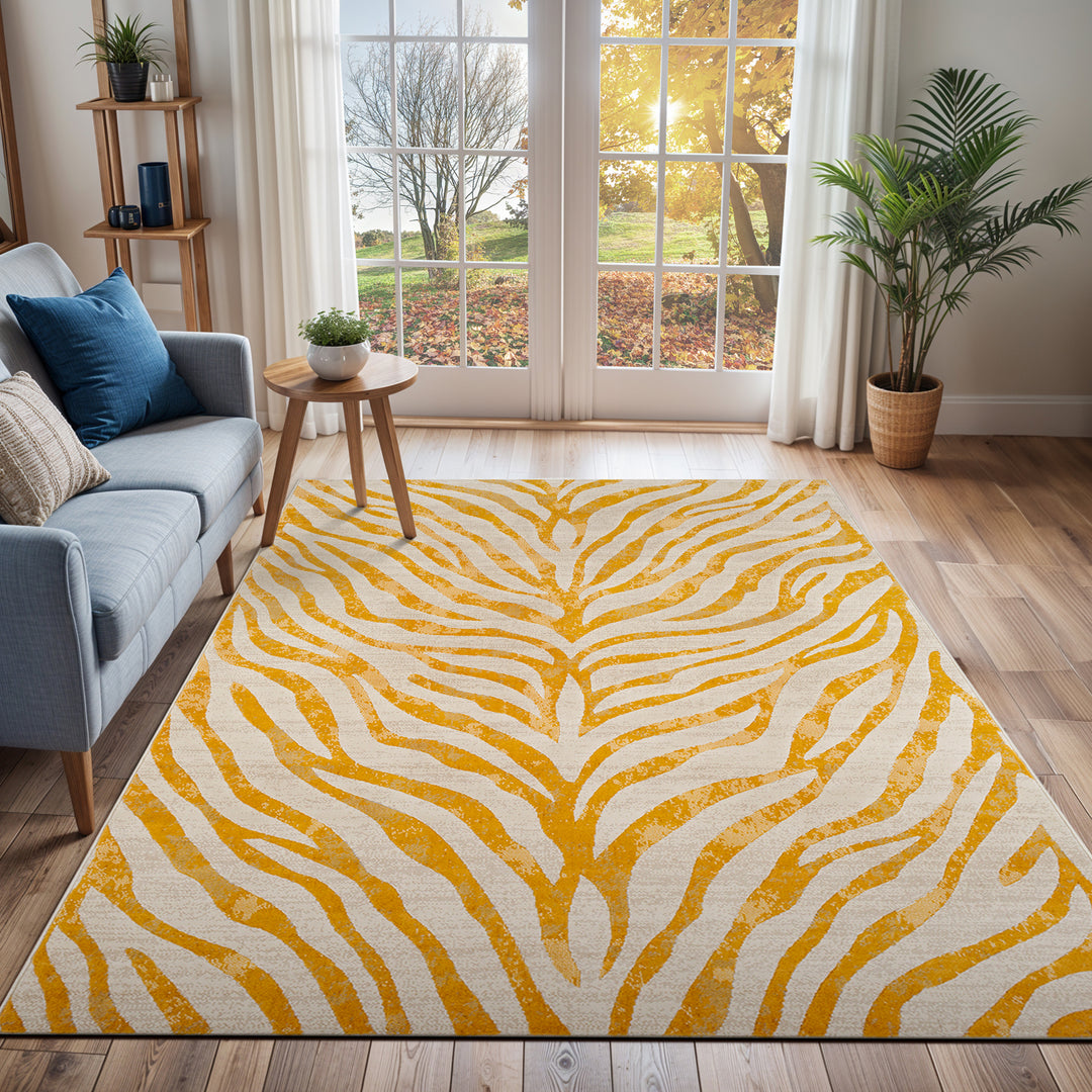 Tapis Zébré Bohème Jaune/Beige Luanda