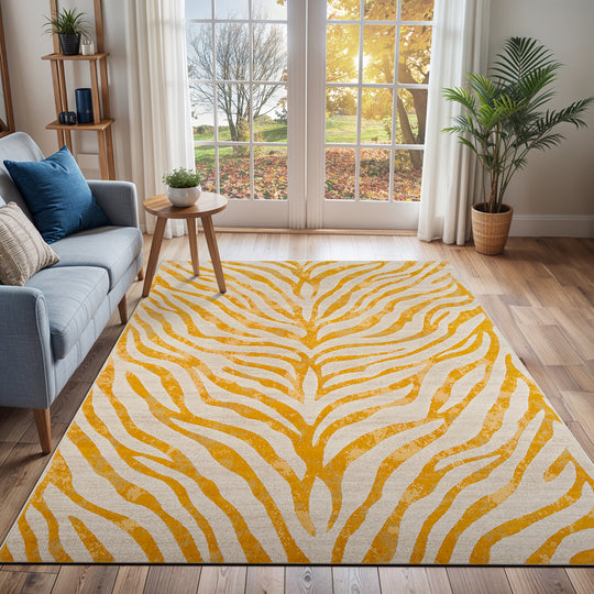 Tapis Zébré Bohème Jaune/Beige Luanda