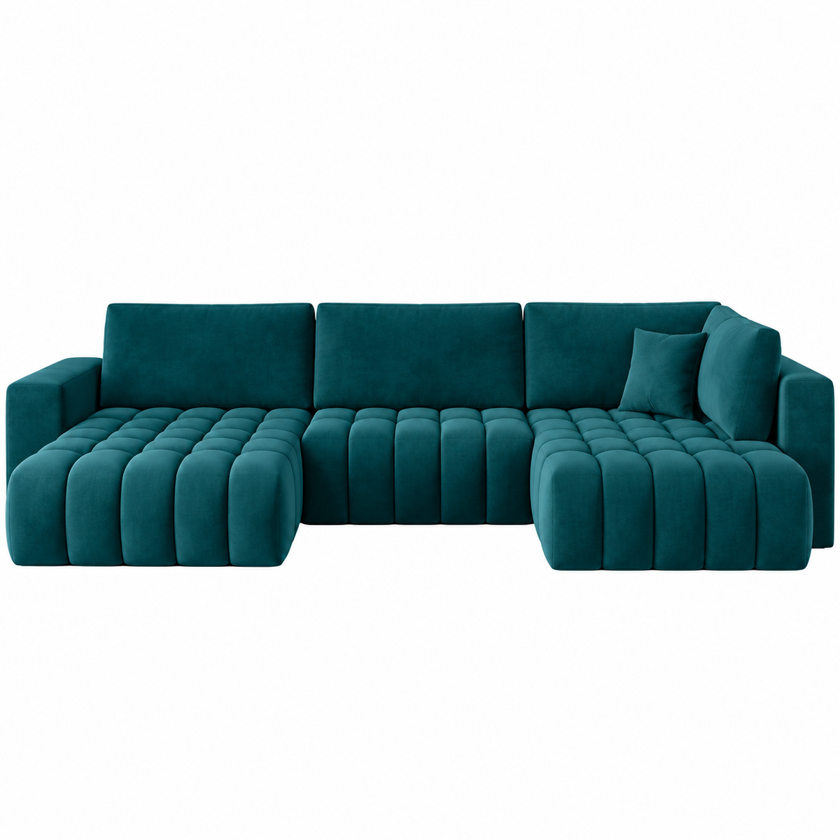 Canapé panoramique convertible BOSTON velours bleu petrole 350 cm