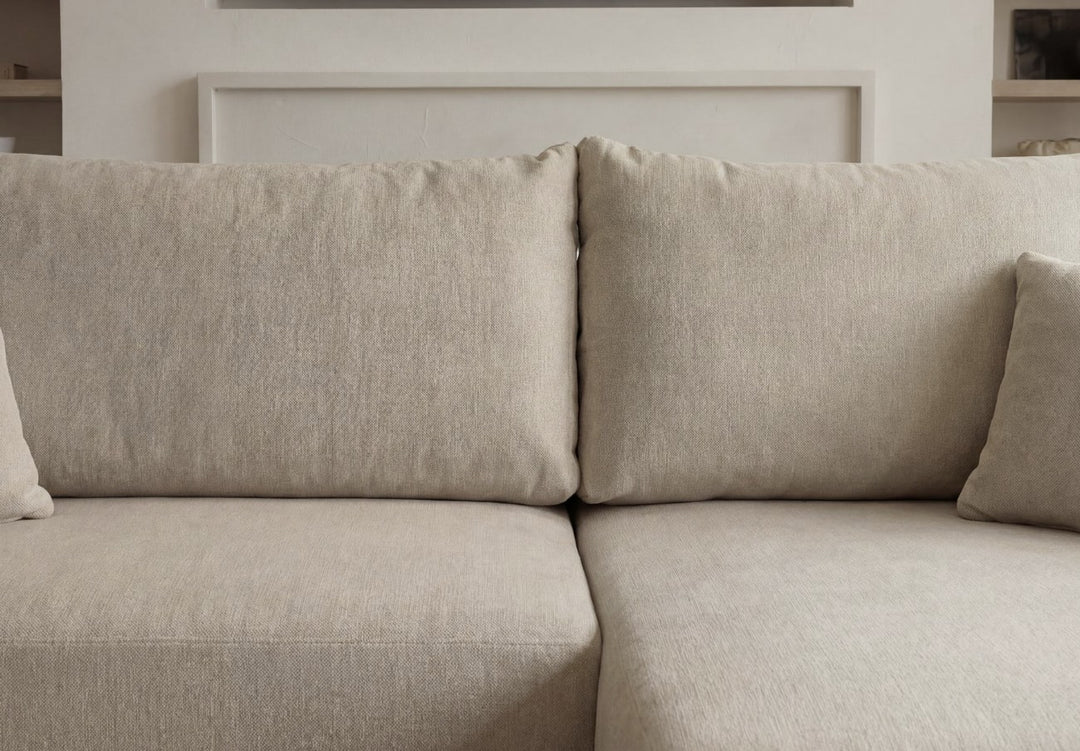 Canapé d'angle reversible SACHA tissu chiné beige