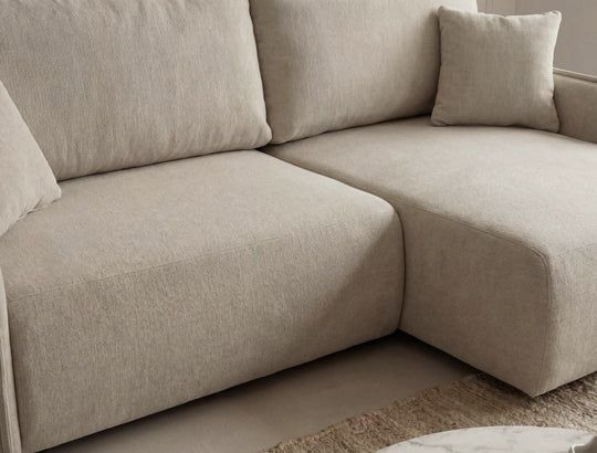 Canapé d'angle reversible SACHA tissu chiné beige