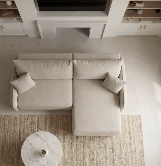 Canapé d'angle reversible SACHA tissu chiné beige
