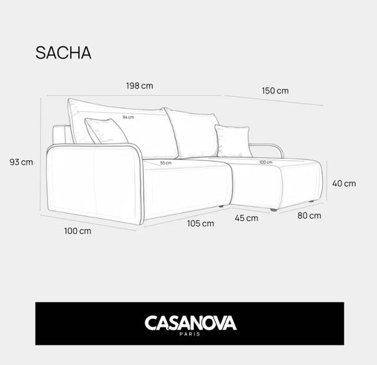 Canapé d'angle reversible SACHA tissu chiné beige