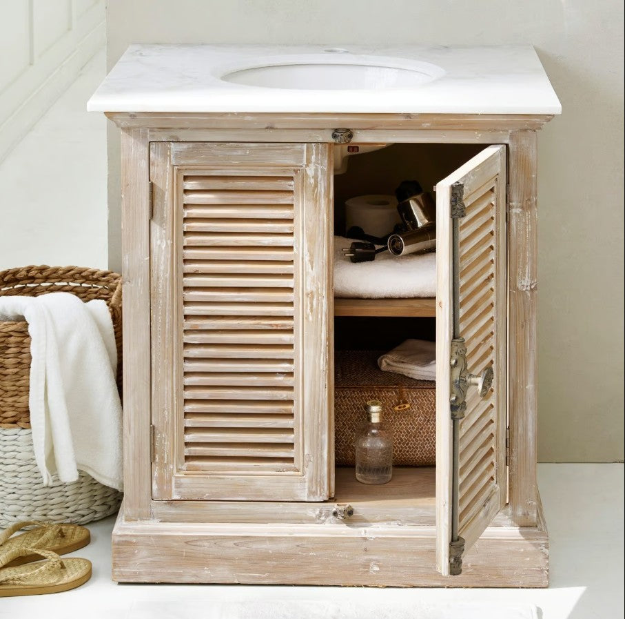 Meuble vasque LOBERON Cuthbert marron vieilli blanc