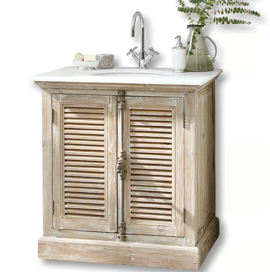 Meuble vasque LOBERON Cuthbert marron vieilli blanc